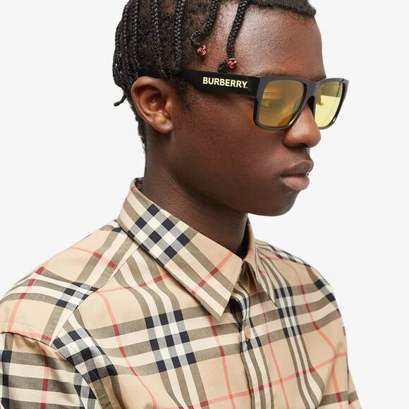Burberry KNIGHT BE4358 300185 Sunglasses Square Black Yellow Men